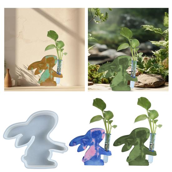 1 комплект вазы для цветов в виде кролика с 3 пробирками для гидропонных растений, станция для размножения растений в виде пасхального кролика, эпоксидная смола, литье, силиконовая форма