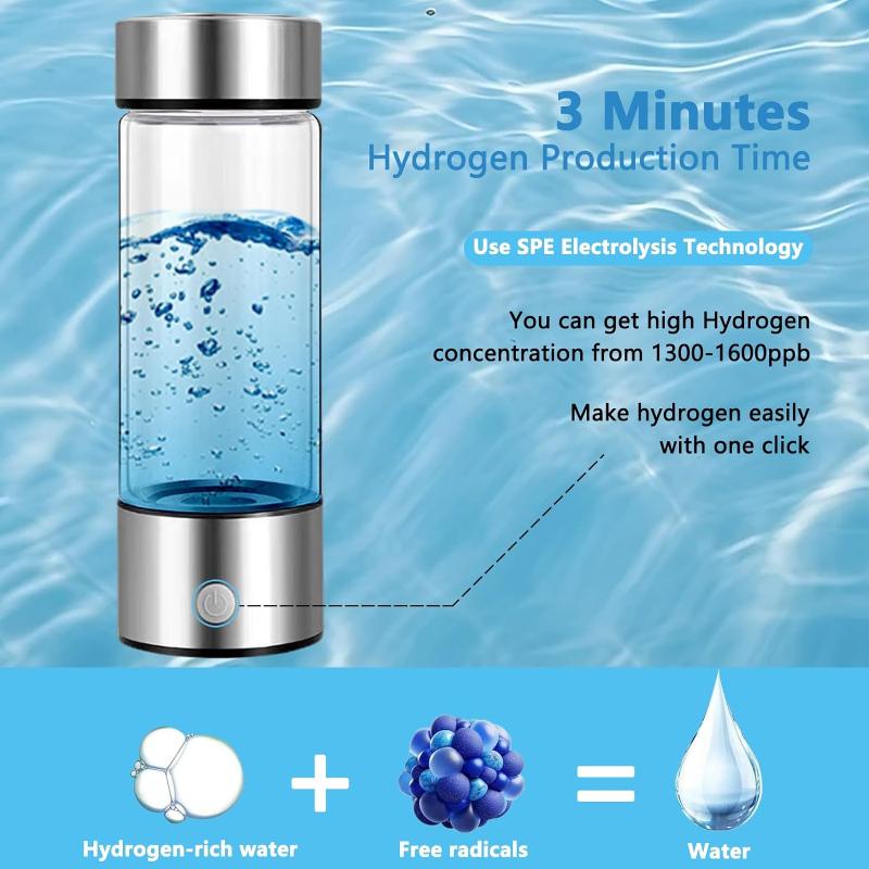 Бутылка с водородной водой, новый портативный ионизатор водородной воды 2024 года, генератор водородной воды, стеклянная чашка для здоровья с богатой водородом водой для дома
