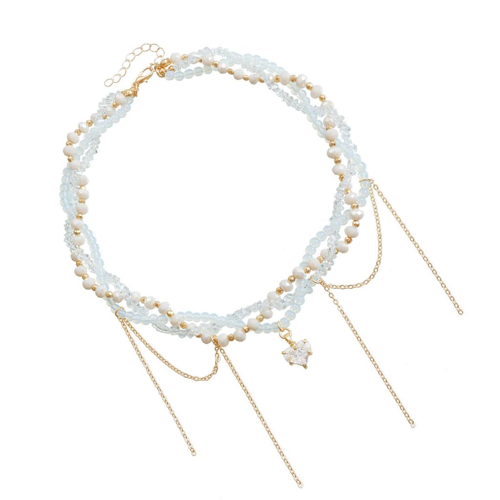 Романтическое многослойное ожерелье с сердечками и кисточками, удобное ношение, цепочка с подвеской, украшение на шею для женщин