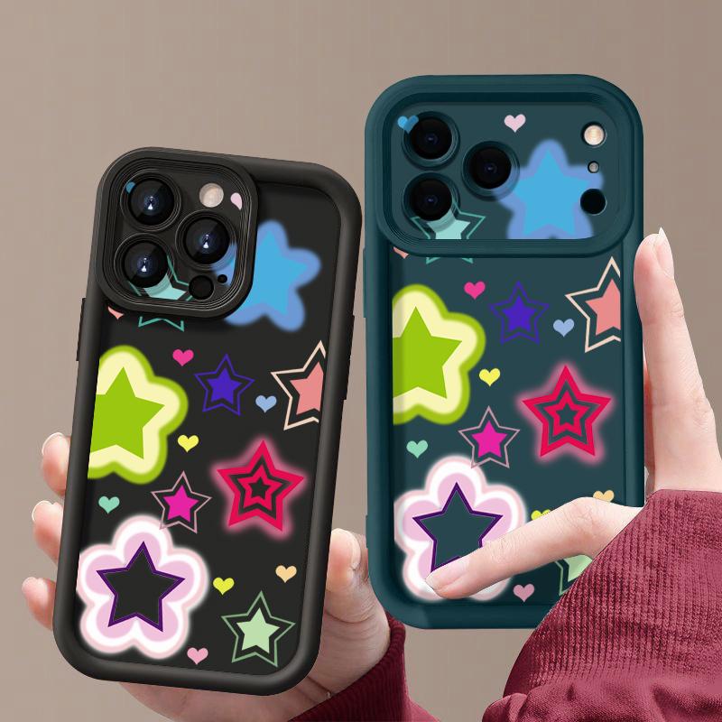 Blended Colorful Stars Pattern Case For iPhone 17 Pro Max Shockproof Silicone Bumper Cover For iPhone 16 Pro Max Funda iPhone 15 14 13 12 11 16E