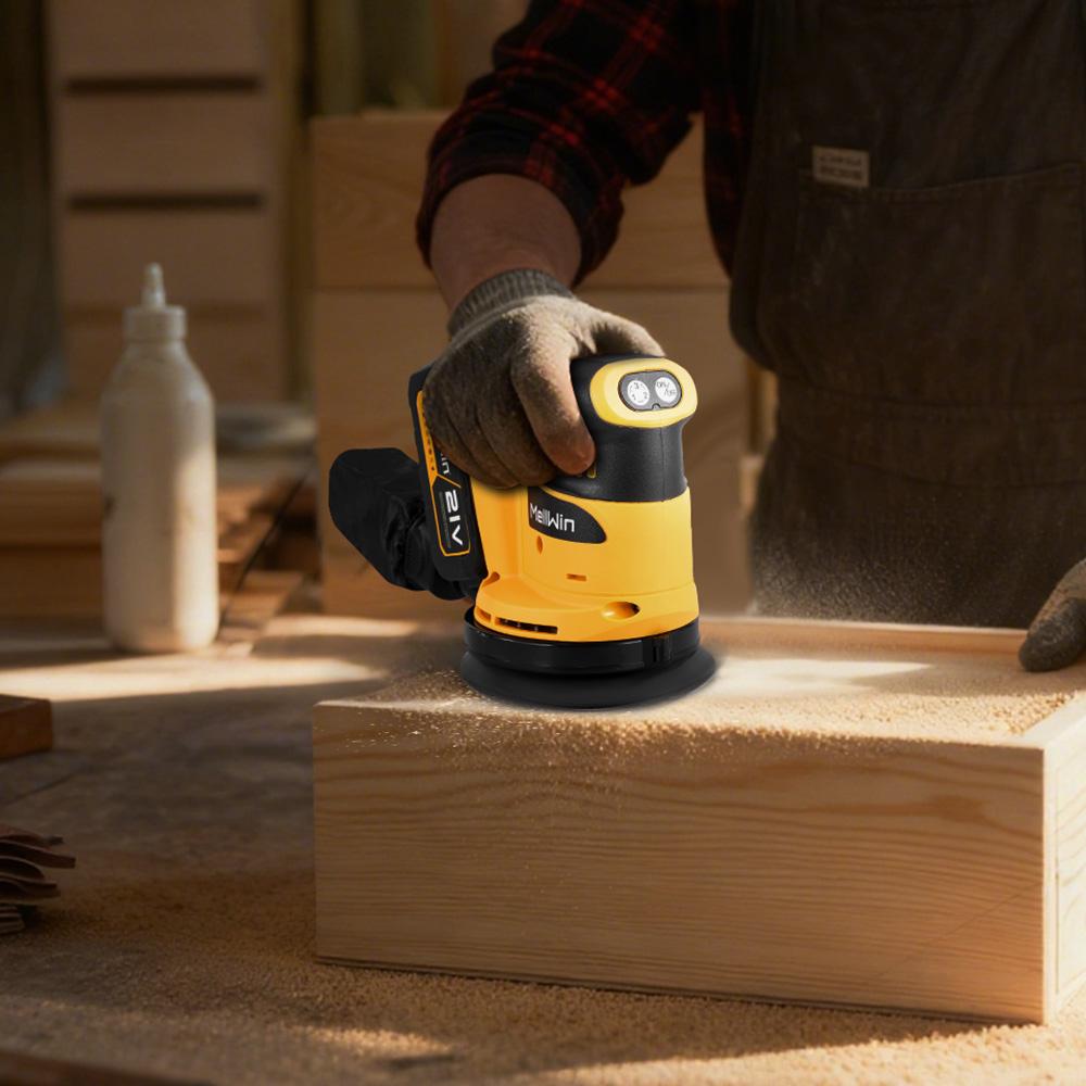 MELLWIN Аккумуляторная электрическая шлифмашина 3-ступенчатая регулируемая орбитальная шлифовальная полировальная машина деревообрабатывающий инструмент для аккумулятора Makita 18V штырь