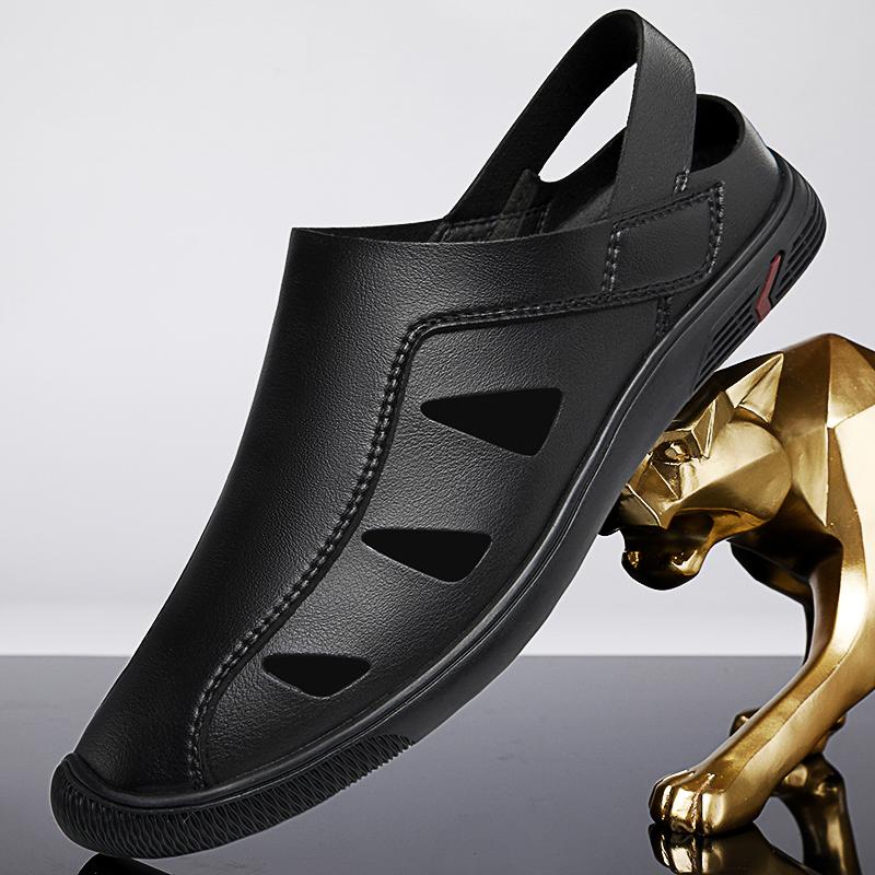 2024 Man Lightweight Sandals Summer Breathable Outdoor Sandals Convenient Slip On Beach Shoes Comfortable Leather Walking Shoes