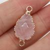 1Pc Small Natural Stone Healing Crystal Connector, Teardrop Shape Golden Edge Pendant Connectors for Jewelry Making DIY Necklace Accessories 16x26 Mm