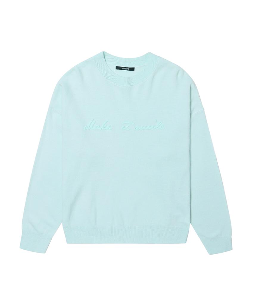 ADHOC Women'S Crew Neck Embroidered Knit (Mint)