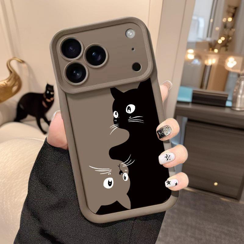 Двухцветный чехол для телефона с котенком для iPhone 13-17 Pro Max - Милый и стильный дизайн