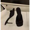 Fashion New Women's Slipper Mules Low High Heels Shoes Summer Best Street Look Females Square Head Open Toe Bow Strappy Sandals