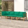VidaXL Garden Lounge Set 4 Pcs with Cushions Green Bamboo 3155152