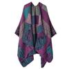 Women's Fashion Pashmina Autumn and Winter Cloak Thicken Warm Shawl Knitted Wraps Split Cape