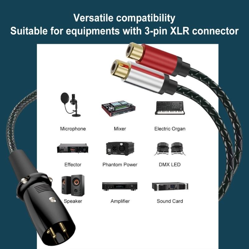 Аудио кабель-разветвитель 2RCA Male на 3Pin Female (небалансный) 3Pin на двойной 2RCA Male Patch Cord Микрофонный кабель