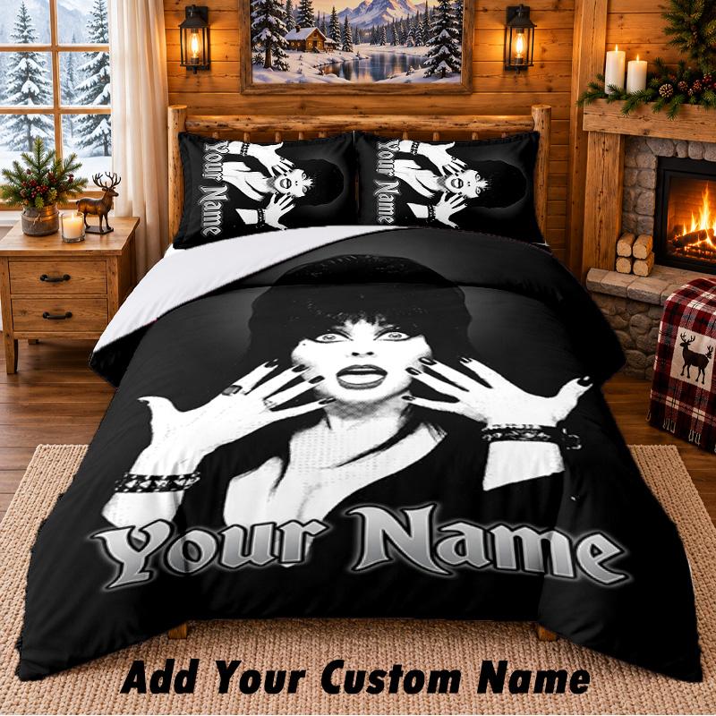 Elvira Mistress of the Dark Custom Name 3Pcs Bedding Set 1 Bed Sheet 2 Pillowcases Bedroom Home Decor