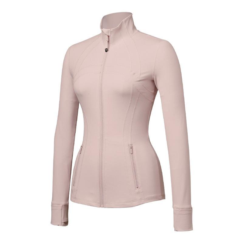 Womens Long Sleeve Yoga Top With Gold Zipper Stretch Fit Athletic Jacket Gym Running Fitness