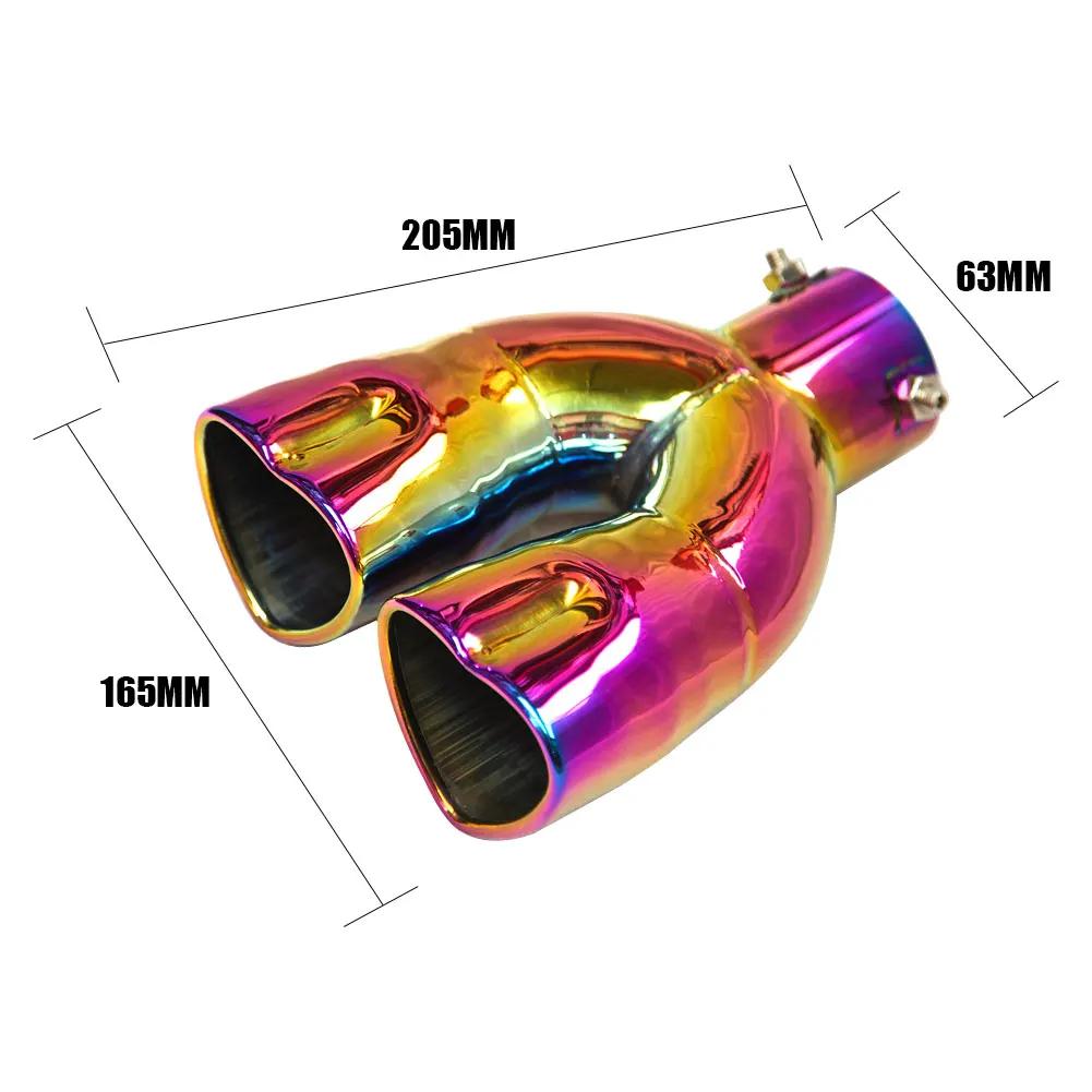 Bolt-on Dual Exhaust Tip Rolled Stainless Steel Square End One Change Two Double Slant Cut Tailpipe Muffler Tip 3 inch Inlet