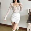 Женское французское сексуальное платье Royal Sister с квадратным воротником и длинными рукавами, облегающее, с сумкой-ягодицей