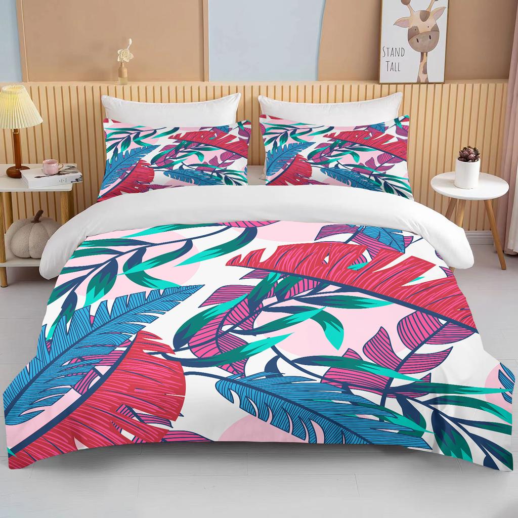Tropical rainforest leaves queen bedding set king size double bed bedding set microfiber or polyester duvet set duvet cover