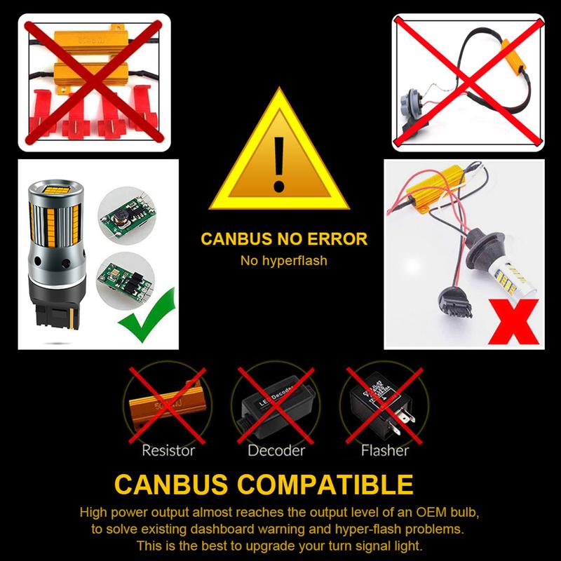 2 шт. T20 W21W WY21W 7440 7440NA светодиодные лампы указателя поворота Canbus без ошибок без гипервспышек янтарно-желтый P21W ba15s T25 3156