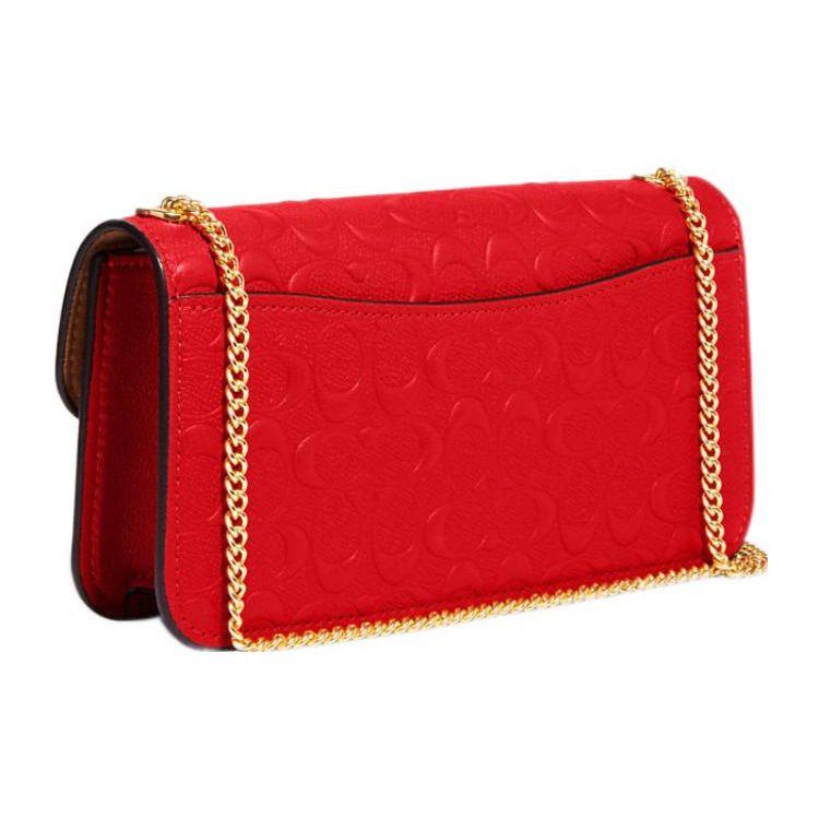 Coach Morgan 20 Gold Horse And Carriage Logo Embossed Print Leather Chain Bag Women shoulder bag Red CF942-IMRZP