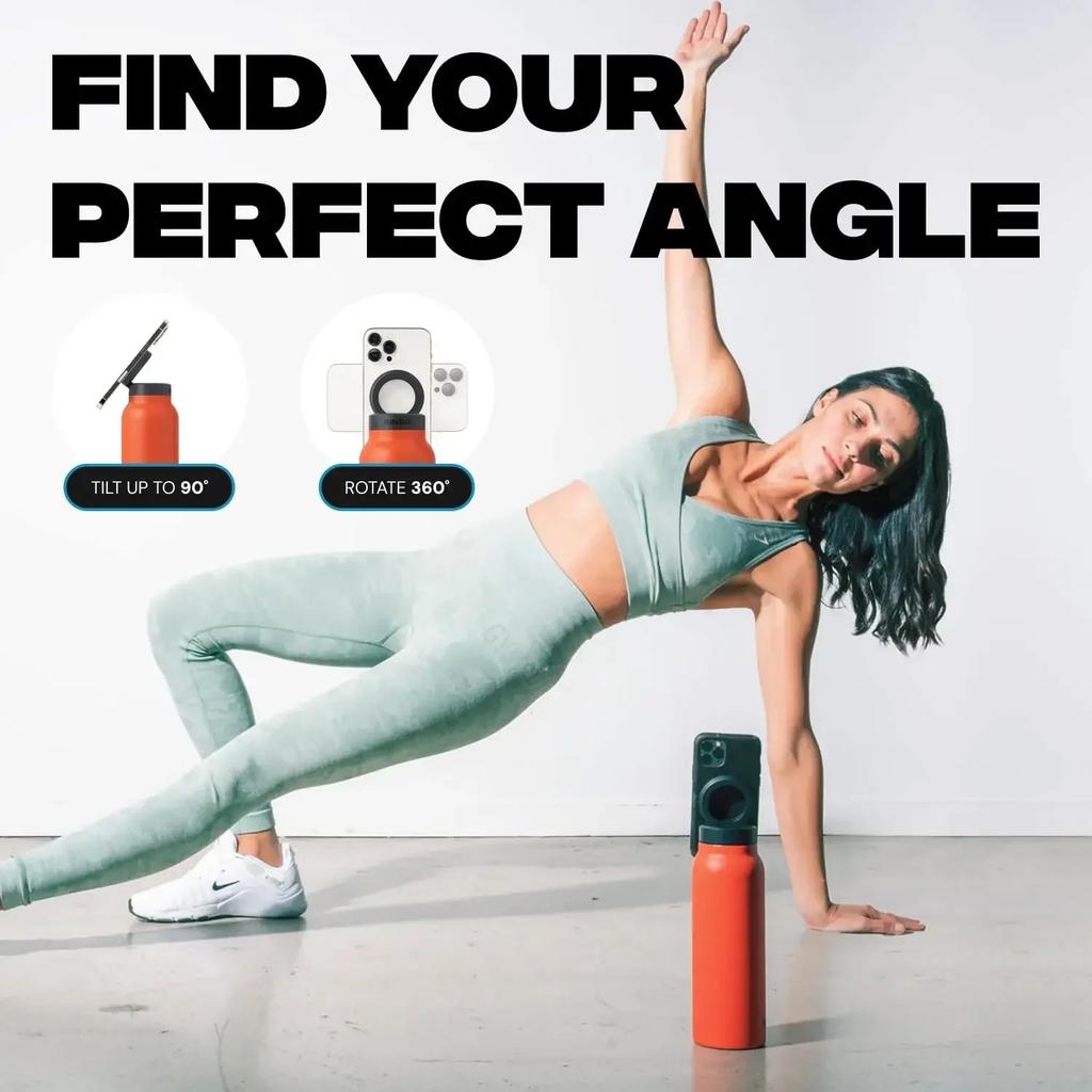 Магнитный держатель для телефона Спортивная бутылка для воды Изолированная фляга с креплением-подставкой для телефона для спортзала, активного отдыха и ежедневной гидратации