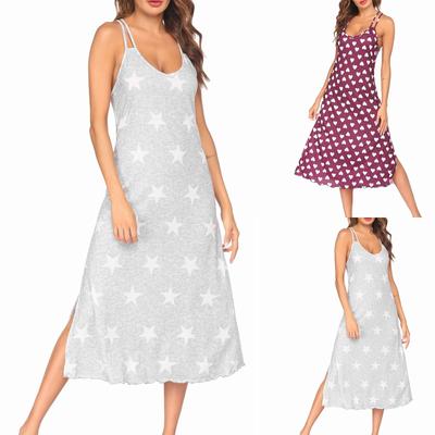 Женское летнее повседневное платье макси без рукавов с U-образным вырезом, богемное, на тонких бретельках, с принтами