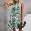 Women A-line Dress Large Hem Dots Print Sleeveless O Neck Sundress For Summer