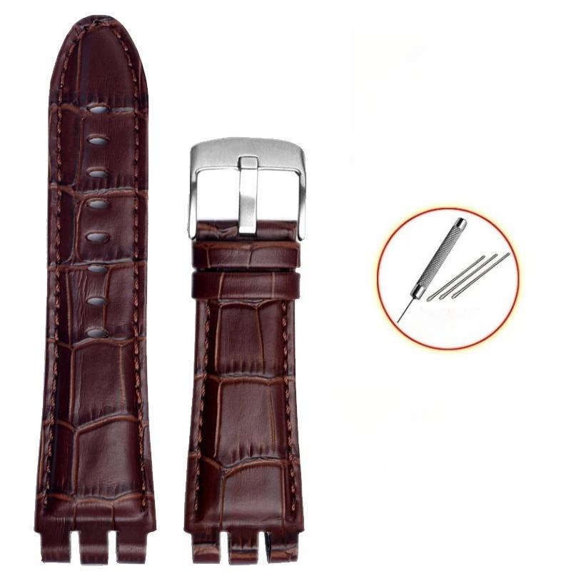 23 мм Ремешок для часов из натуральной кожи и силикона для Swatch YOS440 449 401G 447 448 IRONY Мужские ремешки с матовой текстурой