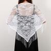 Принт Бабочка Кружевной Шарф Ажурная Кисточка Треугольный Шарф Вышивка Женская Головная Повязка Женские Шали Шарфы Длинная Вуаль Цветочный Шарф
