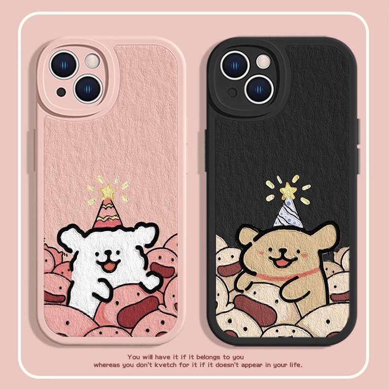 Чехол для телефона для влюбленных, пар, подходит для iPhone 11 12 13 14 15 16 Pro Max XR X XS Mini 8 7 Plus SE 2020, прозрачный чехол, милый мультяшный пес