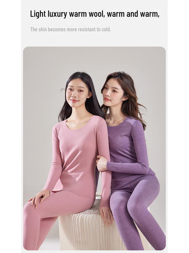 Women's Thermal Underwear Set 2024: Antibacterial, Seamless, Heated, Velvet-Lined, Thick Winter Base Layer with Top and Bottom.