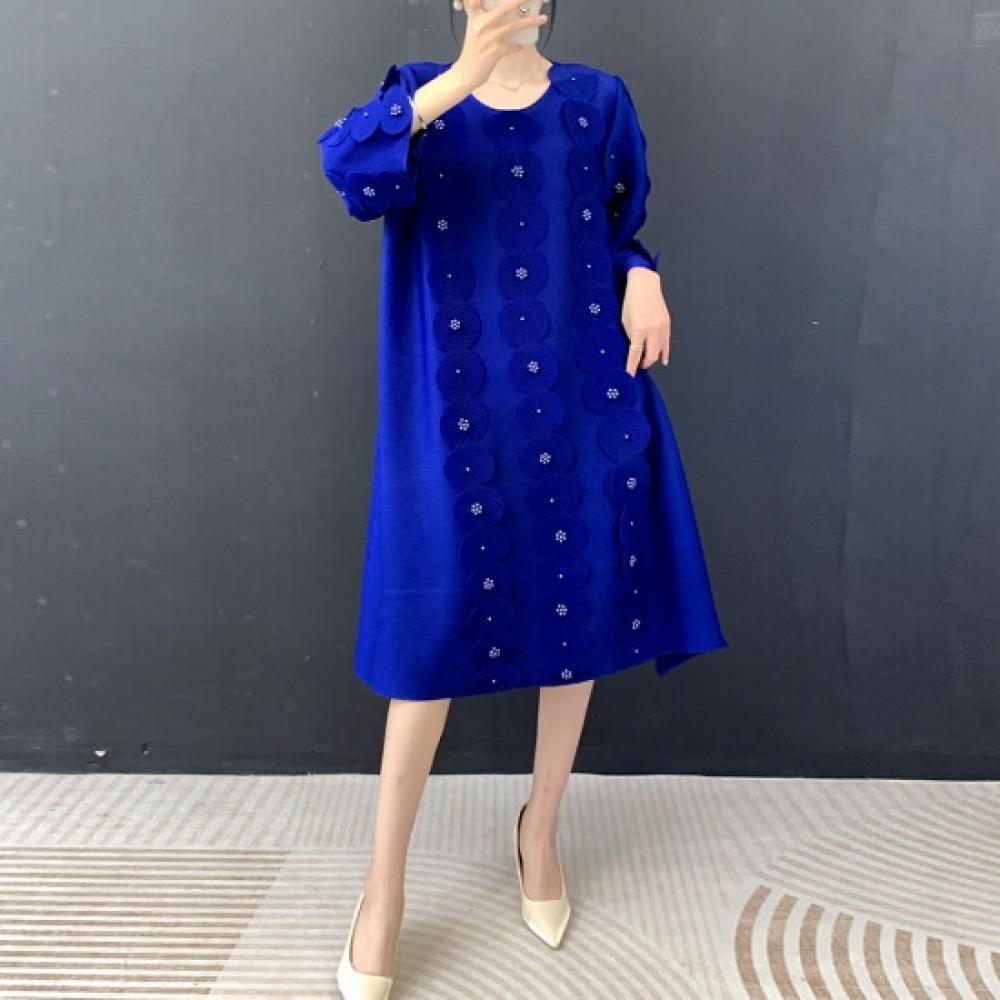 Plara Female Pleats Pearl Flower Dress