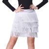 Мини-юбка для латинских танцев, пикантная женская четырехслойная мини-юбка с кисточками, однотонная элегантная удобная юбка с высокой талией