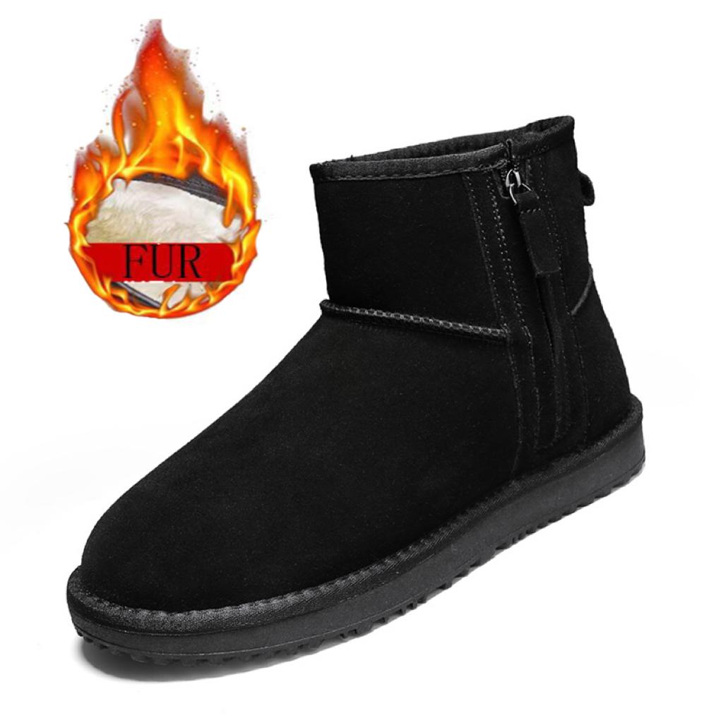 Мужские новые классические мужские зимние короткие ботинки из натуральной замши с меховой подкладкой, плюшевые утепленные нескользящие удобные ботинки