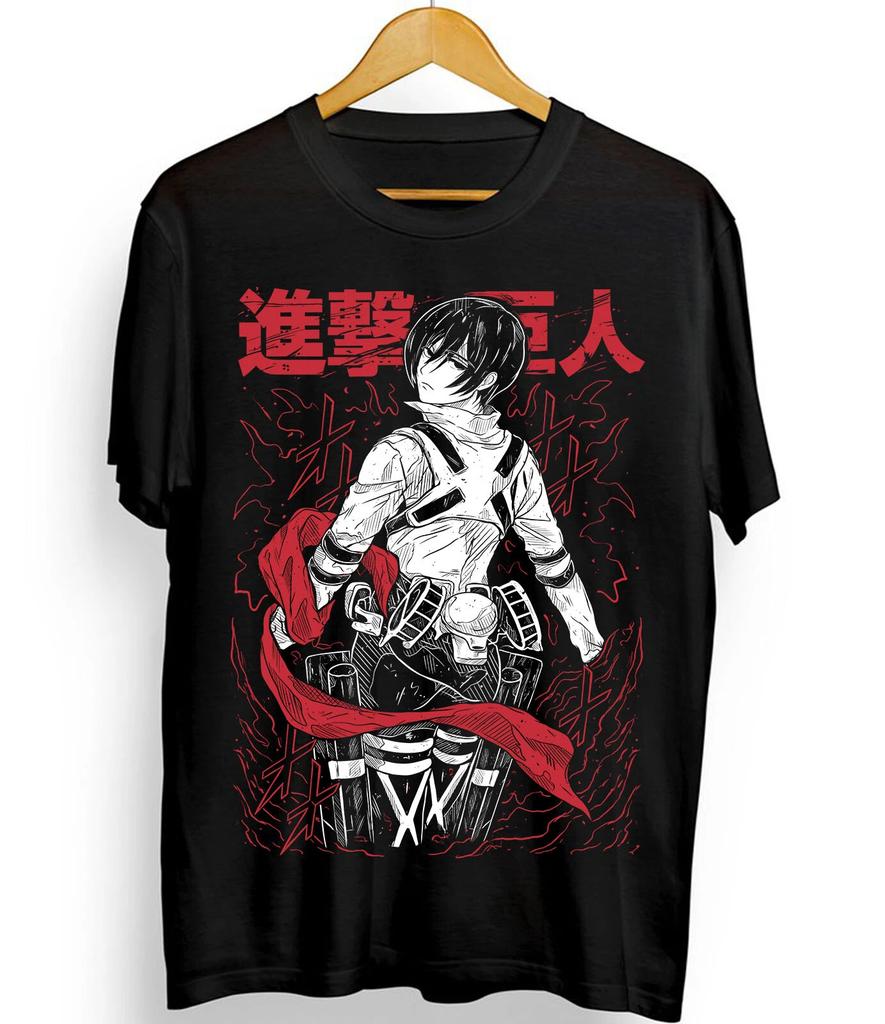 Levi Shingeki Mikasa Attack On Titan T Shirt Shingeki No Kyojin Anime Summer Cotton Men Women Couple Tee Streetwear UnisexCasual