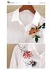2024 Spring Women's White Embroidered Long Sleeve Plus Size Shirt
