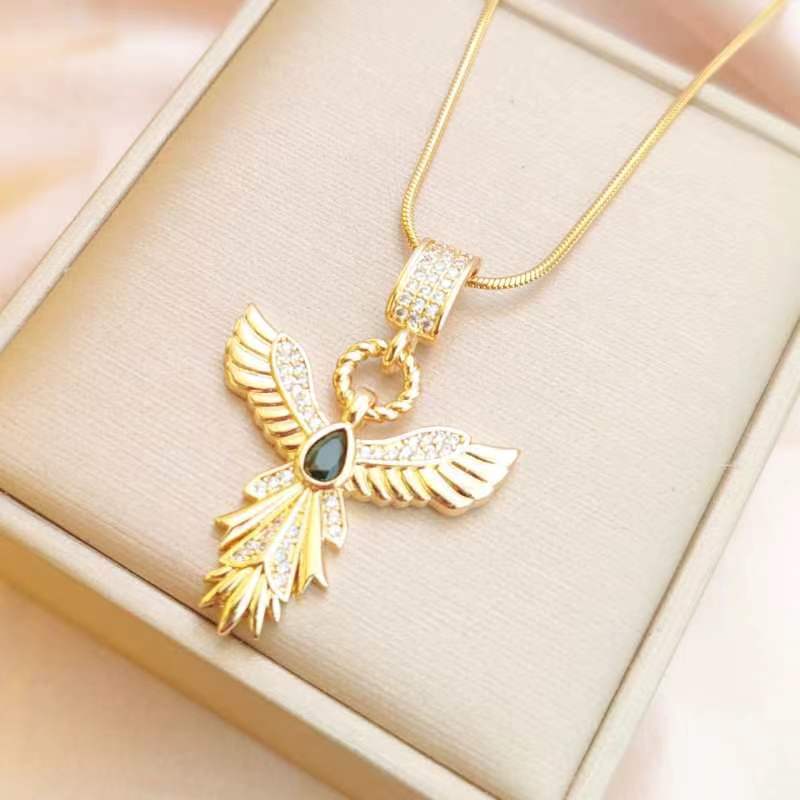 Ожерелье «Крылья ангела» Женское Премиальное Личность Универсальное Атмосферное Циркон Феникс Расправляющий Крылья Подвеска Цепочка на ключицу