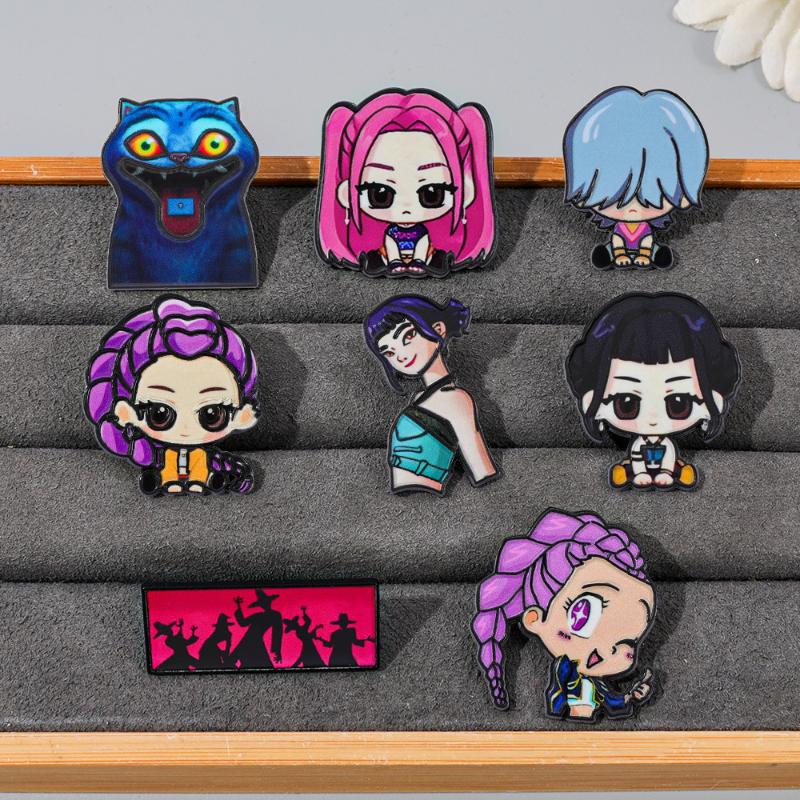 K-pop Истребители демонов Мультяшные металлические броши для женщин Значки на лацкан Рюкзак Аксессуары для костюма Модная бижутерия Подарки для друга