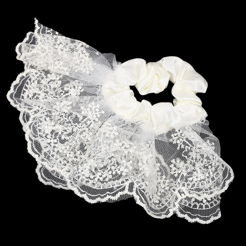 Кружевные резинки для волос для женщин, двухслойные, с цветком, галстуком-бабочкой, длинной лентой, большими оборками, эластичные, модные, изысканные, милые аксессуары для волос для девочек