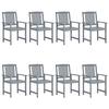 VidaXL Set of 8 Garden Chairs, Patio Seats, Balcony Chairs, Outdoor Gardening Patio Furniture, Solid Wood 3078206