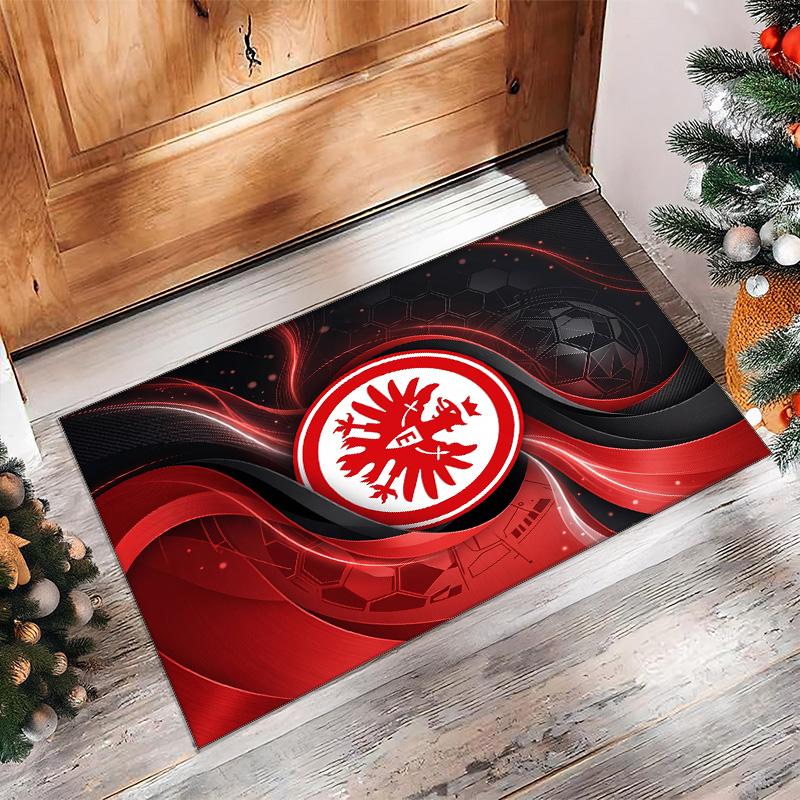Eintracht Frankfurt Football Print Crystal Velvet Rug, Comfortable Water Absorbent Non Slip Indoor Floor Carpet