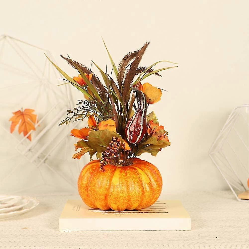 Large Artificial Pumpkin With Flowers And Berries Fall Decorations