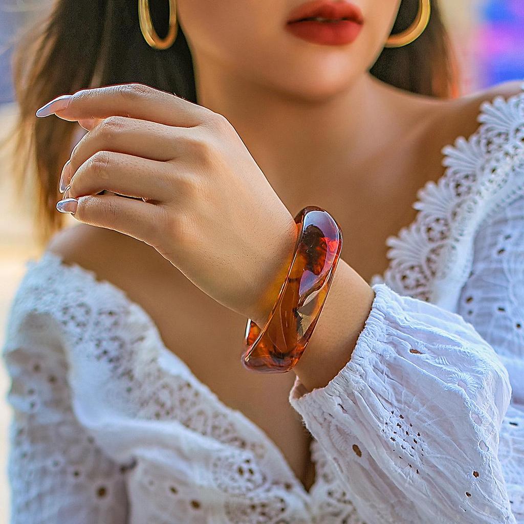 Винтажный многоугольный полупрозрачный браслет из черепахового панциря - европейский и американский трансграничный дизайн