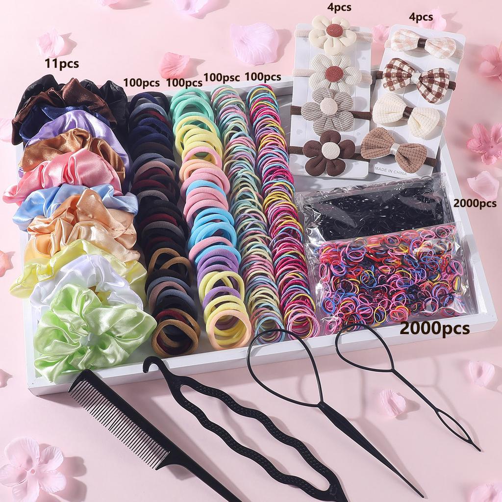 4423Pcs Girls Hair Accessories Set Colorful Elastic Hair Bands Girls Ponytail Holders Hair Ties Scrunchies with Styling Tools