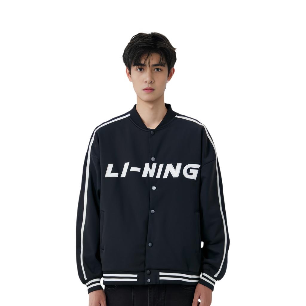 Подкладка Спортивная модная серия Цветные блоки с надписью Бейсбольный воротник с длинным рукавом Куртка унисекс Куртка черная AWDU939-2