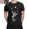 Man Men T Shirts Space Astronaut Riding Bicycle Juggling Solar System Planets Funny Short Sleeves Tees Tops Cotton T-Shirt
