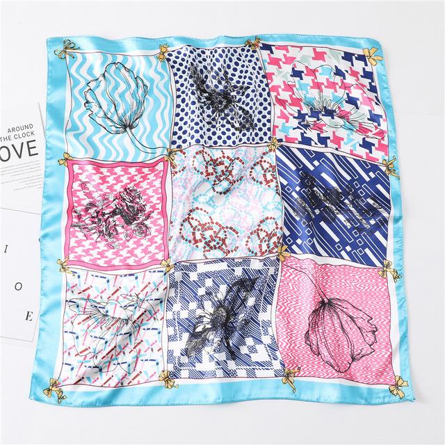 Модный шелковый квадратный шарф для женщин, 60 см, атласная шея, повязка для волос, сумка, мягкий офисный шейный платок, хиджаб, женский платок, бандана