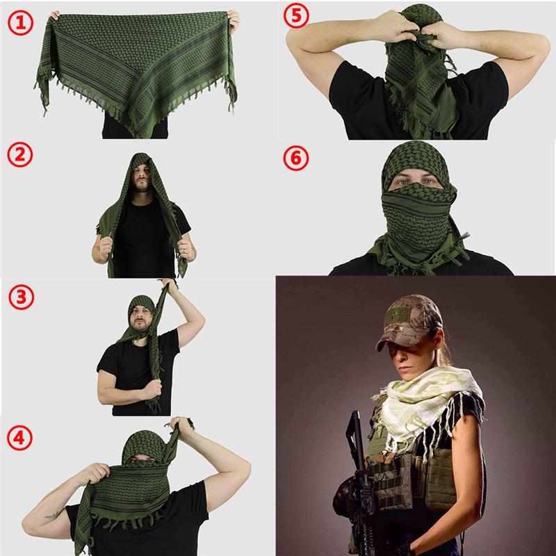 Fashion Shemagh Mens Square Outdoor Shawl Military Arab Tactical Desert Army Shemagh KeffIyeh Arafat Scarf Fashion