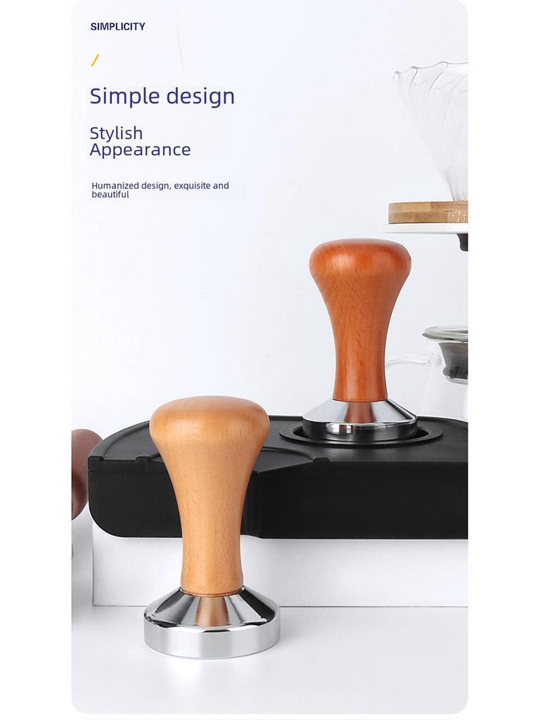 Темпер для кофе из нержавеющей стали с деревянной ручкой - 51/53/58 мм