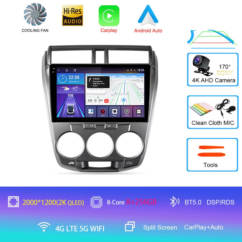 Автомобильный радиоприемник Android 14 Carplay мультимедийный проигрыватель для Honda City 2008 2009 2010 2011 2012 2013 2014 Автомагнитола Стерео 2din Головное устройство