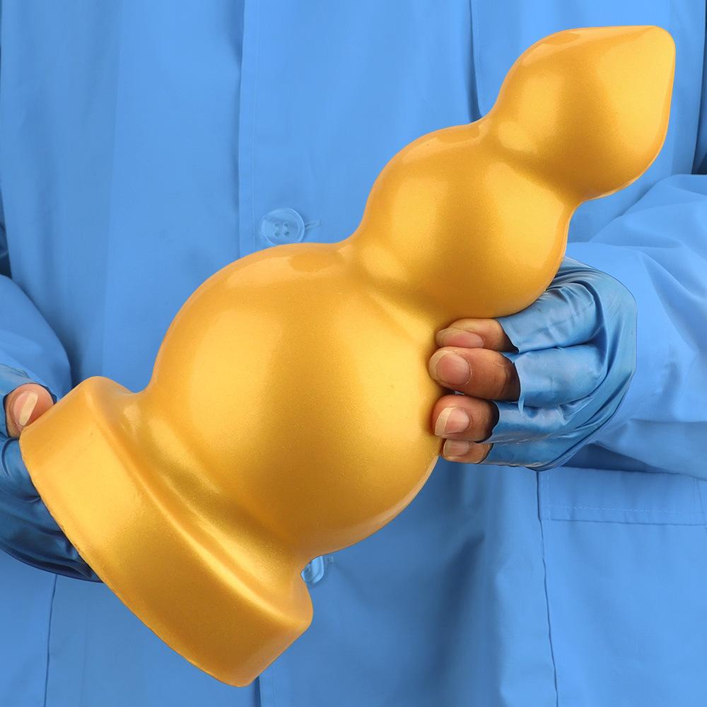 Большая Золотая Силиконовая Анальная Пробка с Резьбой Реалистичный Дилдо Игрушка для Взрослых Секс для Пары Фистинг