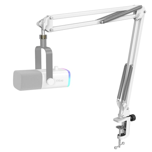 FIFINE CS1W Microphone Boom Arm, 1.5kg Weight Capacity, Desktop Microphone Stand with Adjustable Angle, Clamp-Type Fixation, Telescopic, and Foldable