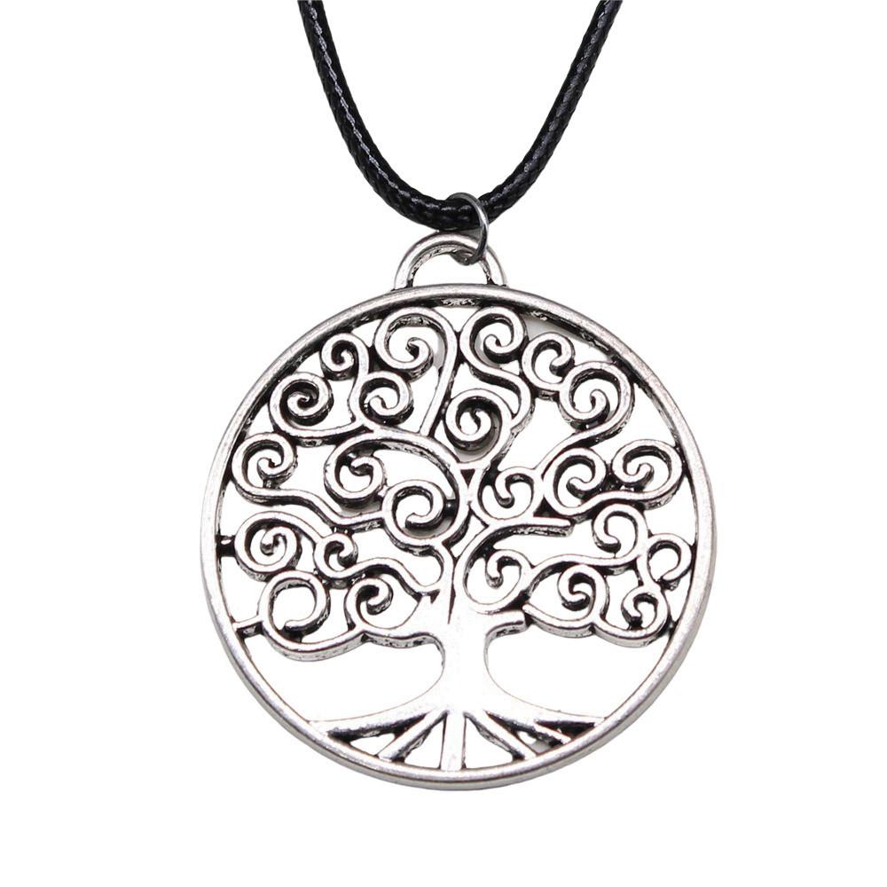 Антикварный кулон-ожерелье "Древо Жизни" Nature Boho Statement Jewelry 45см Кожаная цепочка