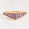 Amethyst Chevron Band – Gold Plated V-Shaped Baguette Cut Ring, Purple Gemstone Stacking Wedding Band, Anniversary Gift for Women